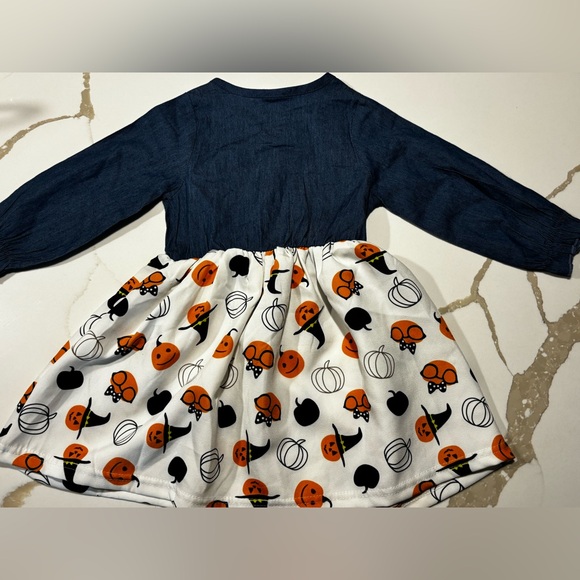 Halloween Denim Pumpkin Dress Girls Size 110 or 4 - Picture 7 of 7
